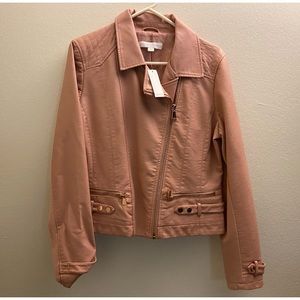 New York & Company Pink Faux Leather Jacket Size 8